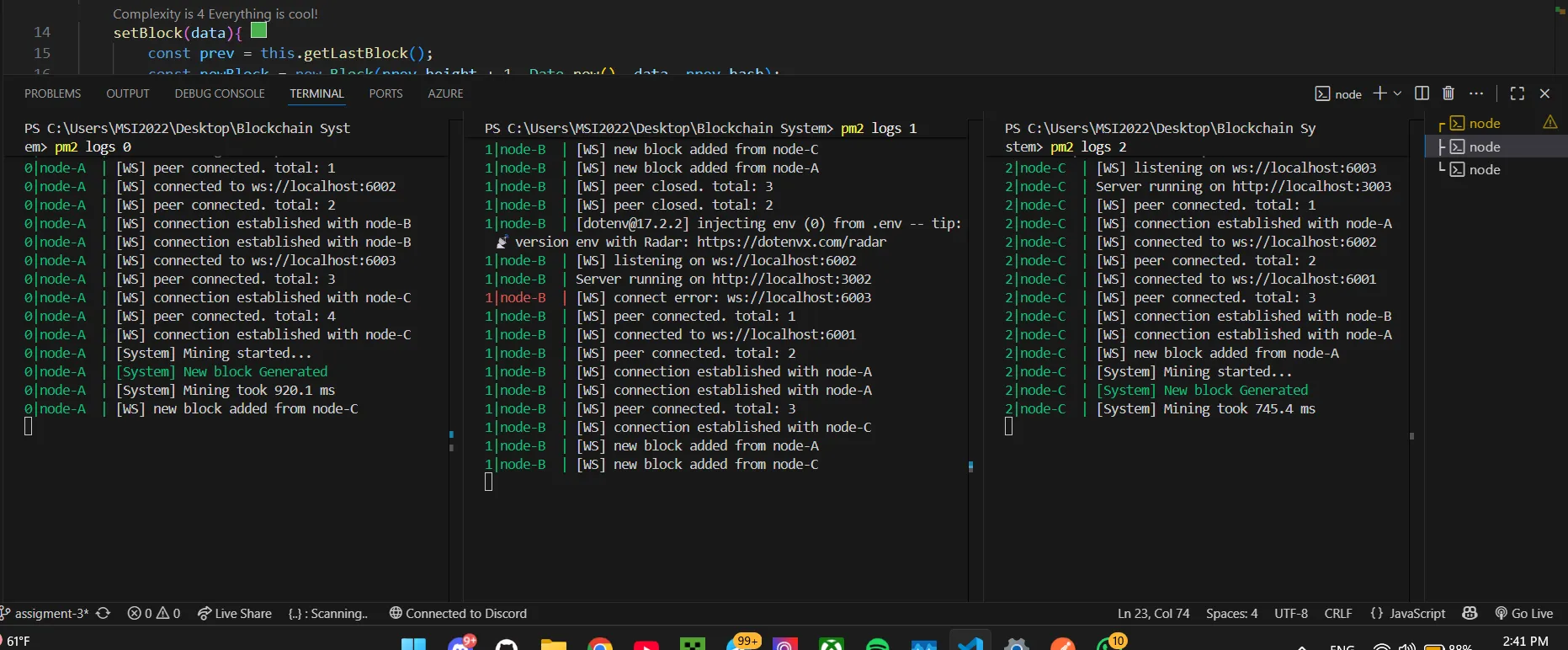 PM2 logs - multiple nodes running
